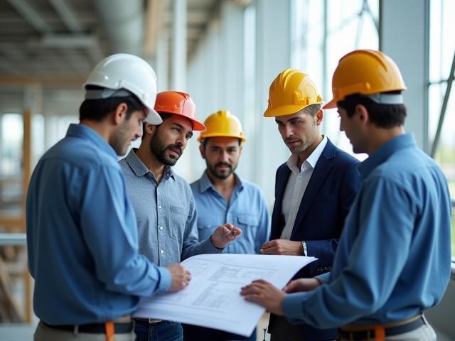 The Construction Experts team discussing a project on site in Kobe