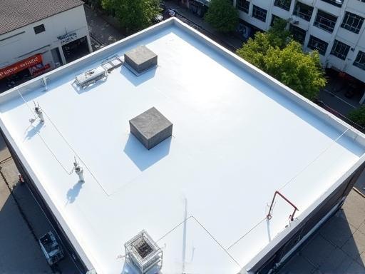Commercial building in Sannomiya, Kobe, with newly installed TPO membrane roofing